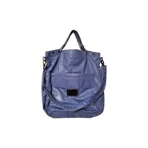 Kenneth Cole Reaction Snakeskin Bag Blue Medium Double Handle Silver Hardware